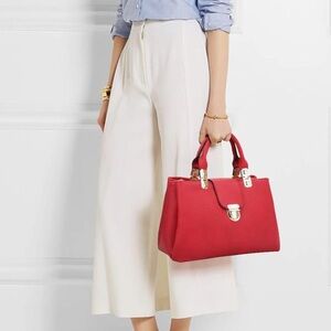 DASEIN Red Statement Handbag Purse Shoulder Bag with Bright Gold Brass Hardware